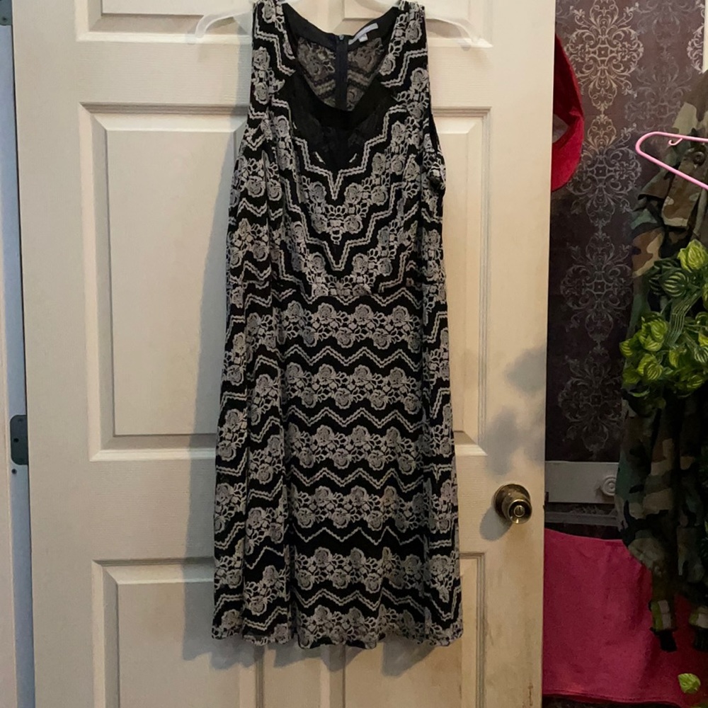Never worn NY Collection Black & Silver Fully Lined A-Line Dress, Sz 2x